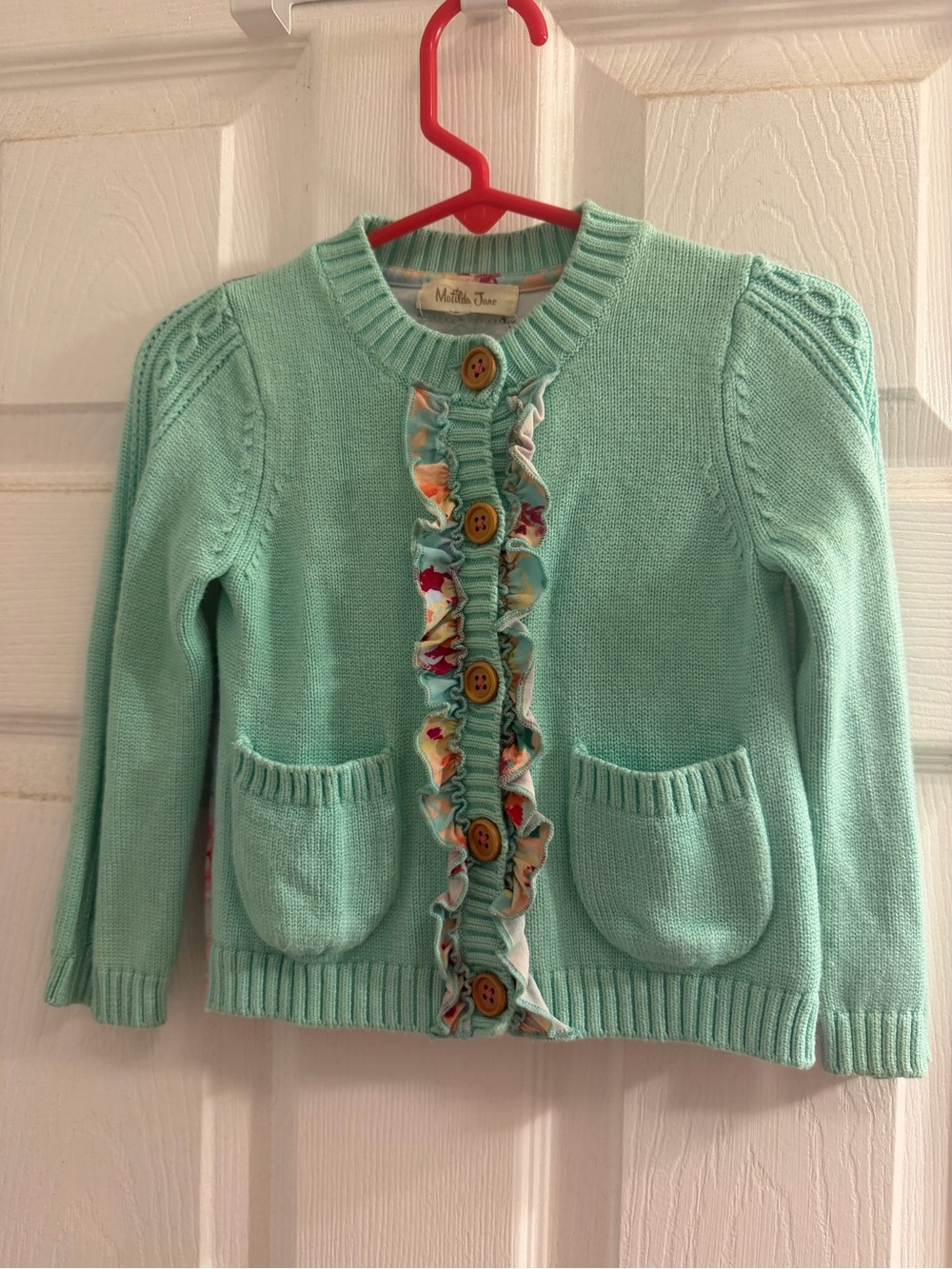 Matilda Jane Mint Green Ruffle-Trim Cardigan No Size Tag About 2todder
